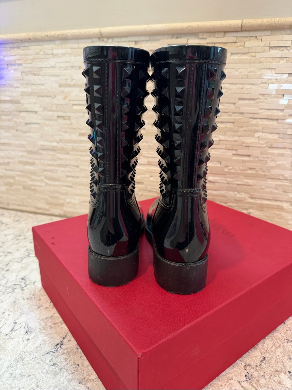 Valentino Rockstud Rubber Rain Boots - Picture 3 of 8